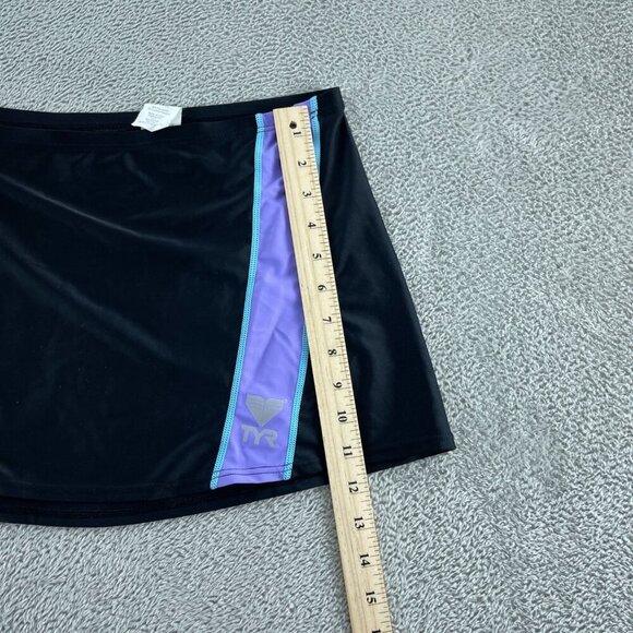 TYR Womens DriMax Black Swim Skirt With Purple & Aqua Stripes Size Large 2662 - Picture 7 of 9